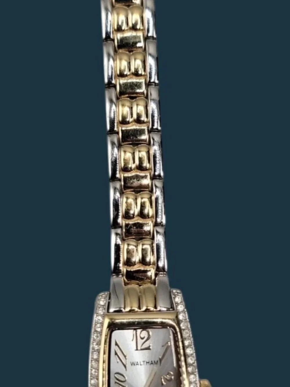 Vtg Waltham Ladies Tonneau Style Watch WAW042 Art Deco Crystal Bezel 6
